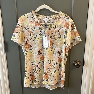 41 Hawthorn Floral Blouse - Orange, Yellow, Pink Stitch Fix Size Medium New!